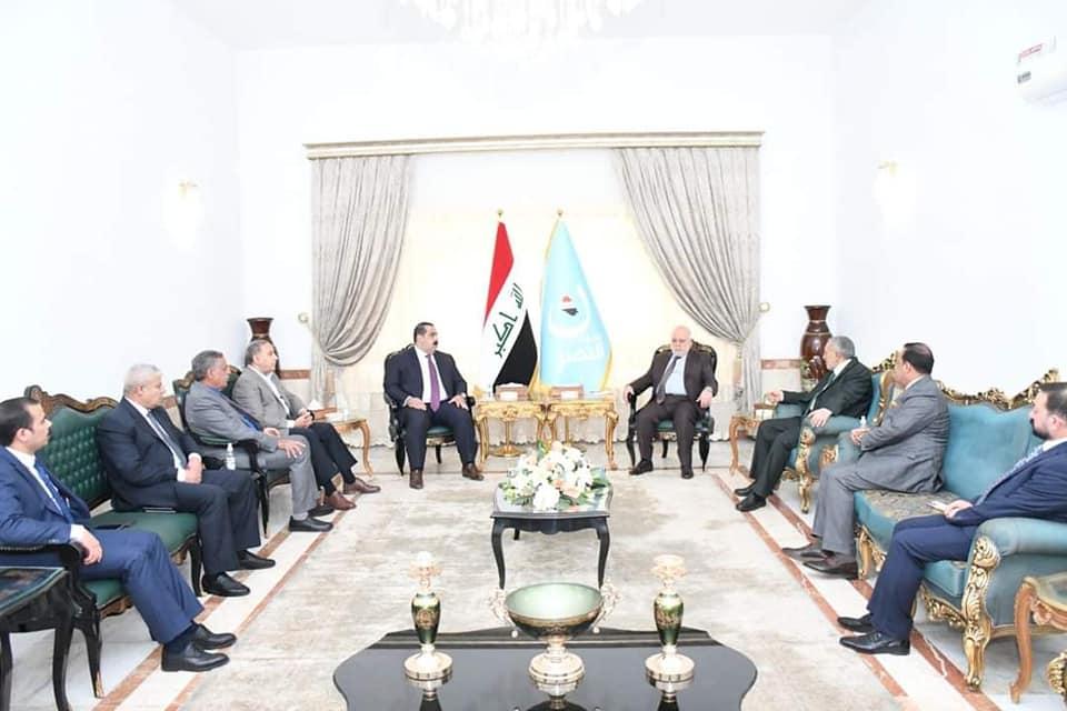 دکتۆر حەیدەر عەبادی پێشوازی لە شاندی هاوپەیمانیی عەزم دەکات به سەرۆکاییەتی موسەنا سامەڕائی