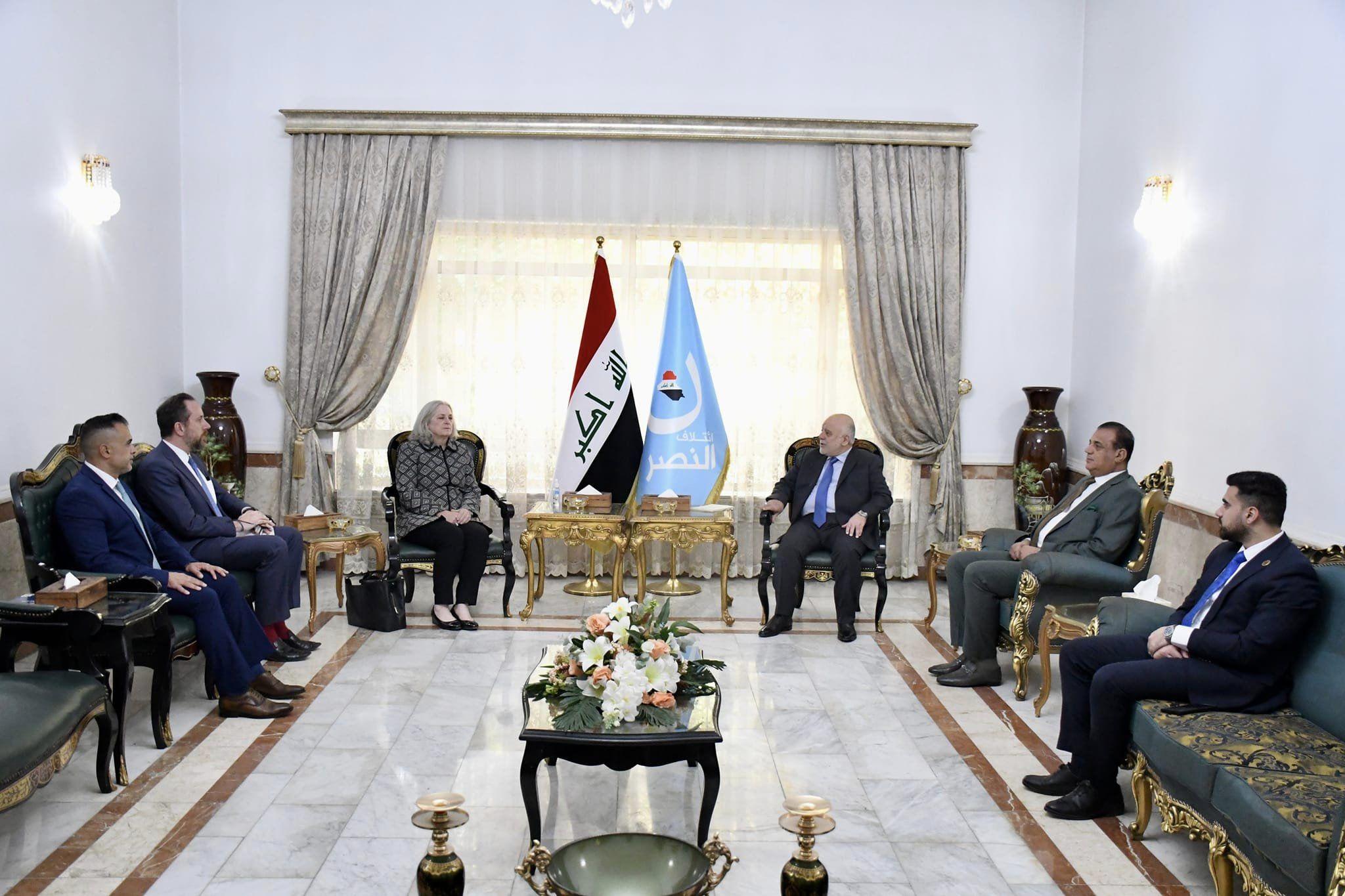 Dr. Haider al-Abadi receives the American Ambassador in Baghdad, Ms. Alina Romansky