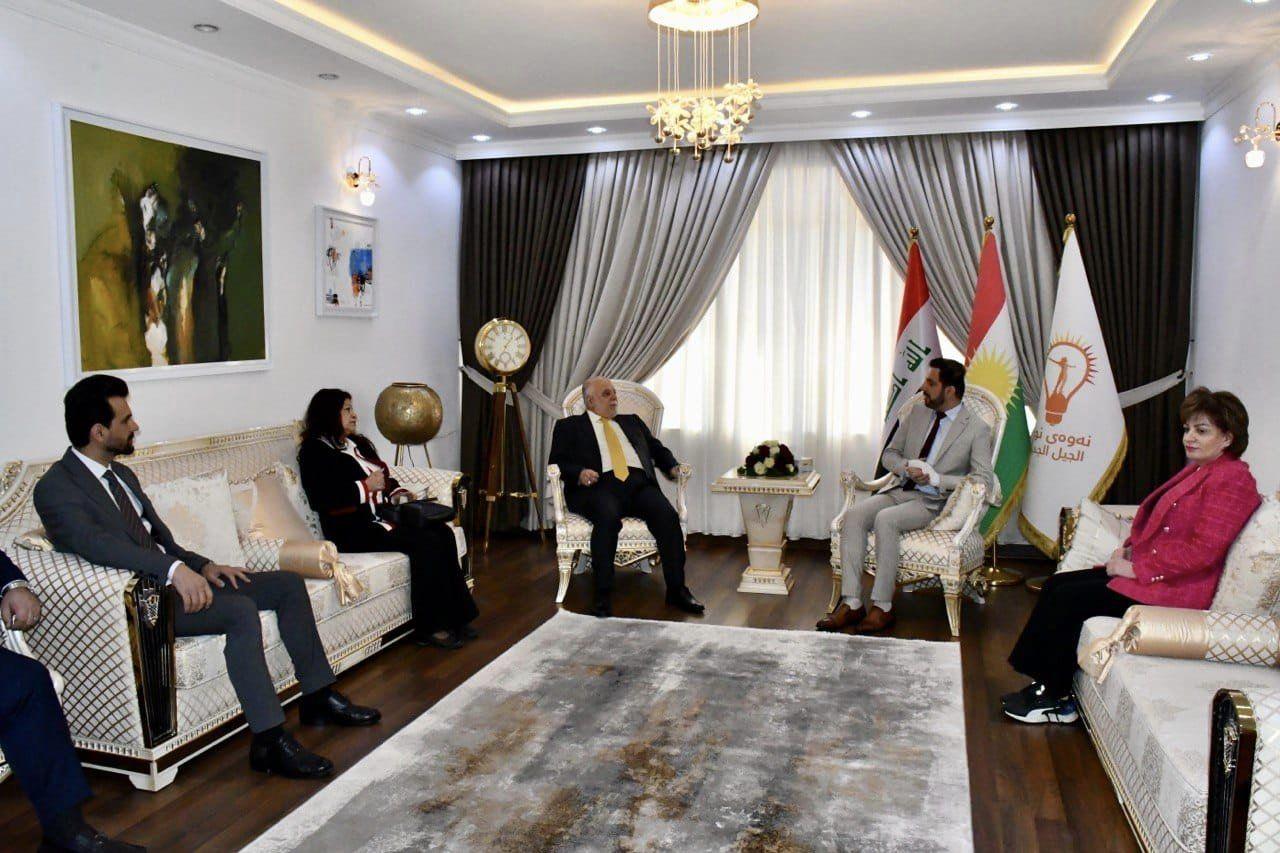 Dr. Haider Al-Abadi meets the head of the New Generation Movement, Mr. Shaswar Abdulwahid