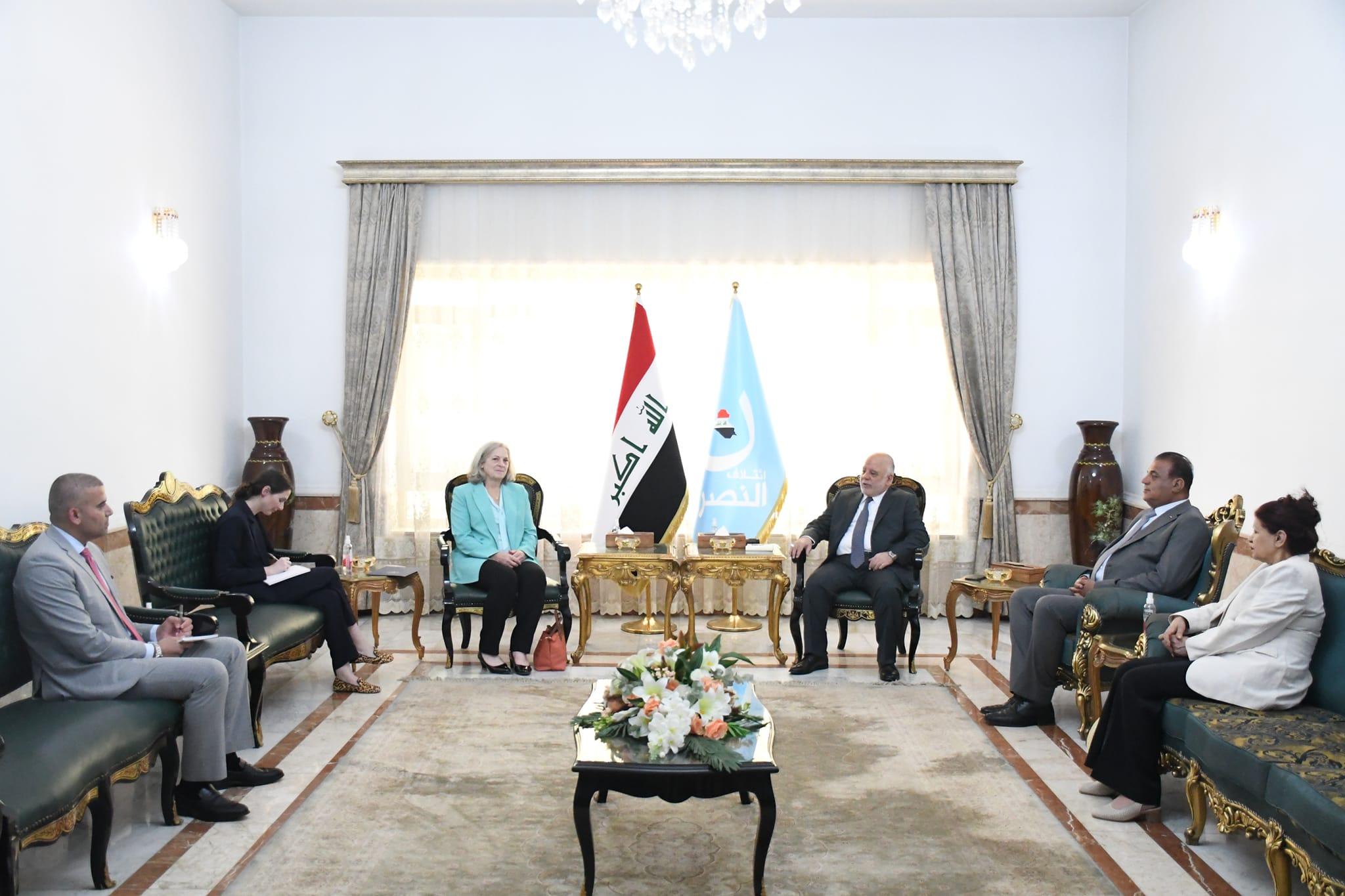 Dr. Haider Al-Abadi receives the US Ambassador to Baghdad, Mrs. Alina Romansky